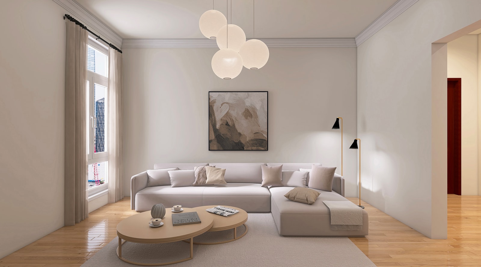 Serene minimalist interior with natural light